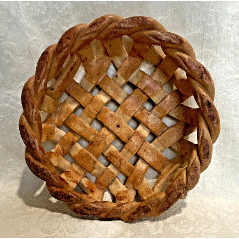 Vintage Italian Woven Ceramic Basket Bowl 9.5